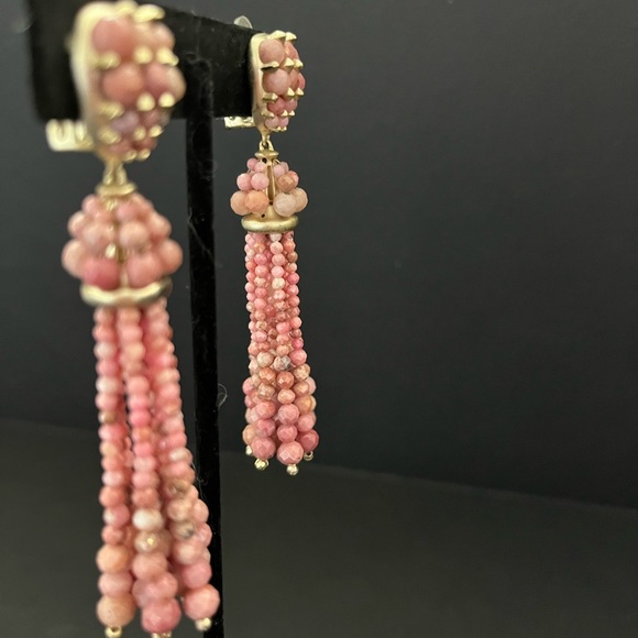 Kendra Scott “Cecily” Drop Statement Clip Dangle Earrings in Pink Rhodonite - Picture 3 of 5